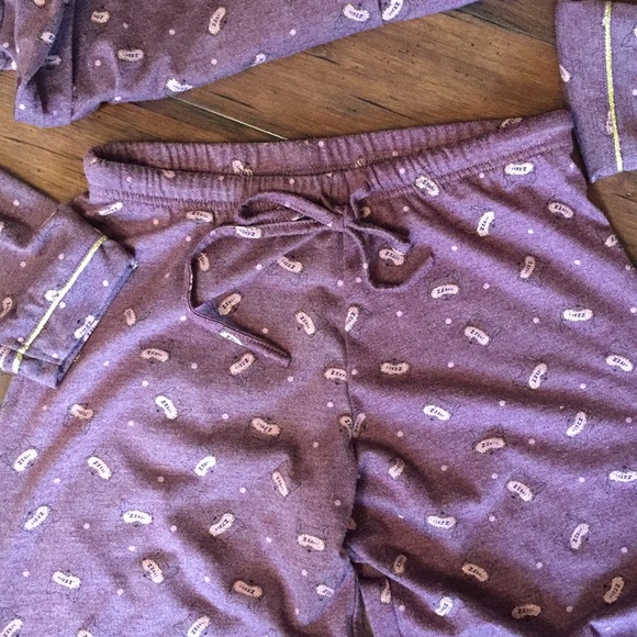 Comfort & co purple and gold fox print pajamas size small top xs pants - Picture 6 of 9